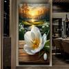 Sonnenuntergang Weiße Blumen Große Größe Diamantmalerei Neue Kollektion Floral DIY Voll Quadratisch Rundbohrer Strass Stickerei Mosaik Kreuzstich-Sets
