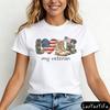 Love My Veteran Shirt Patriotic American Flag Tees Vintage Print Women Clothes Round Neck Tshirt Veteran Creative Gift