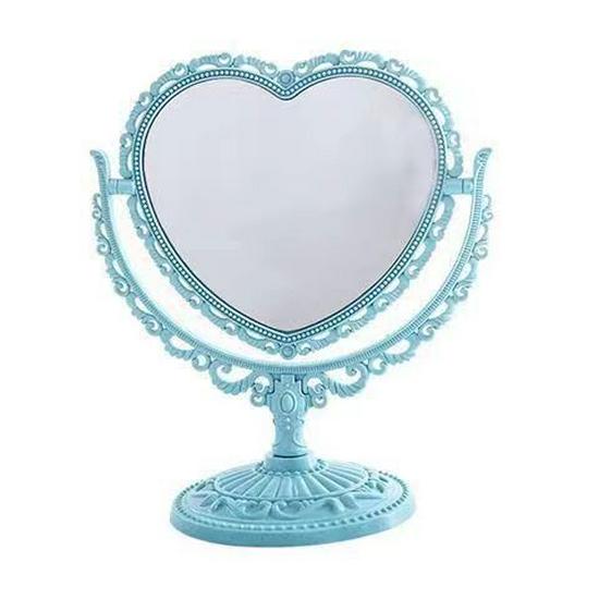 Specchio per Trucco Retro a Forma di Cuore Double-Sided Stile Coreano con Piccolo Design da Tavolo Europeo