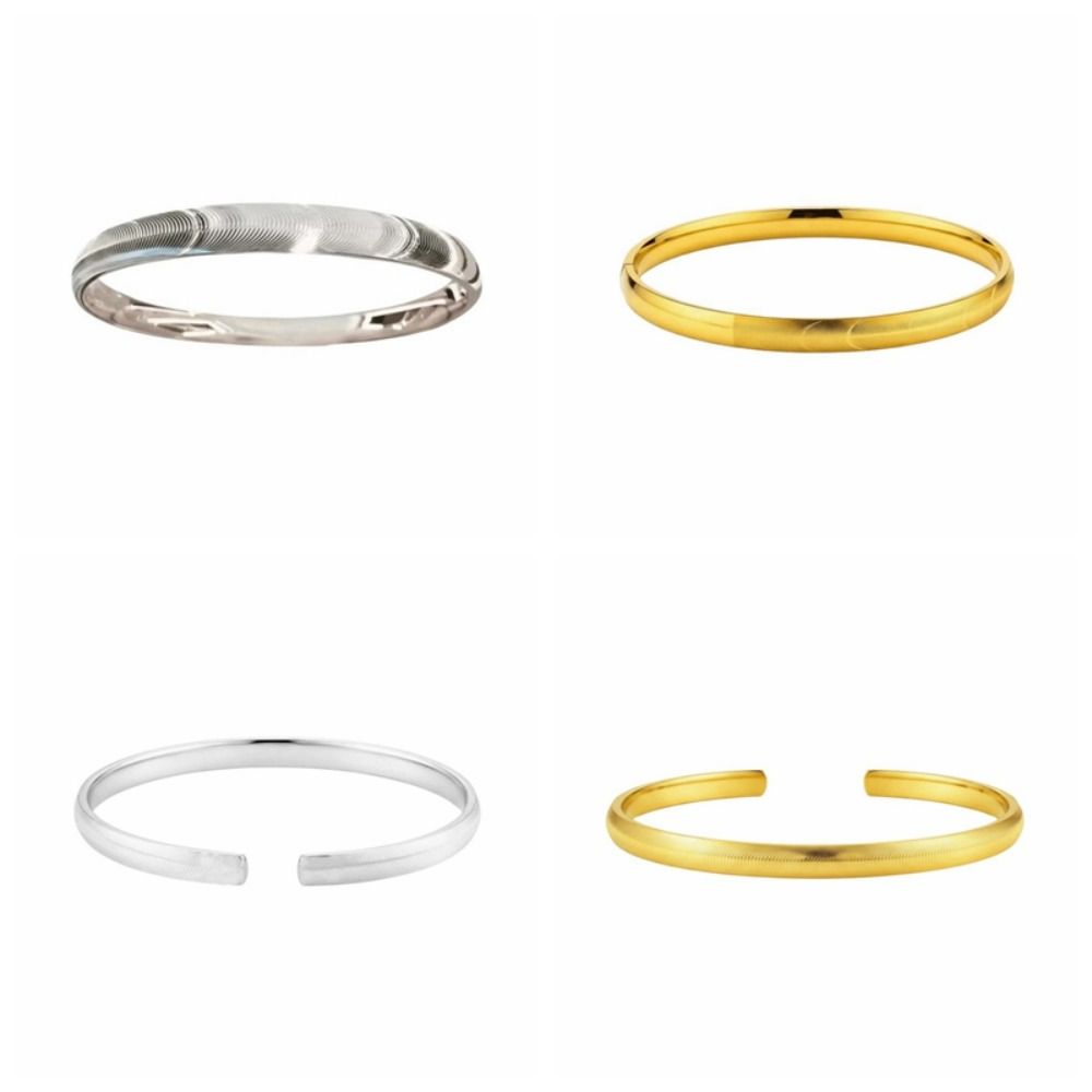 Waterproof Opening Brushed Bangle with Ripple Pattern Silver Wrist Circle Cat's Eye Bracelet Women