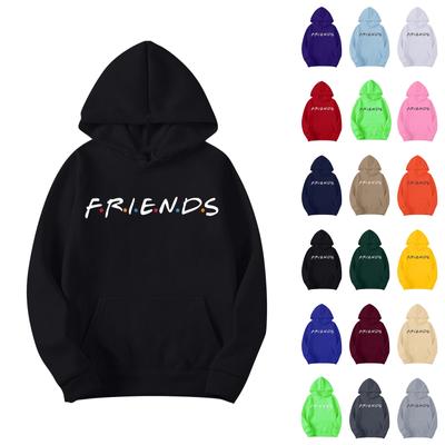 Módny ležérny voľný pulóver s dlhým rukávom a potlačou písmen s kapucňou a šnúrkou