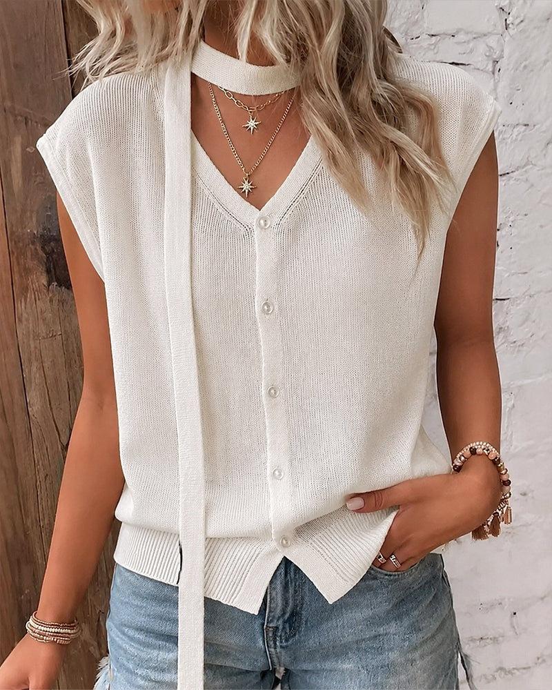 2026V neck streamer ice silk knitted cardigan women s summer short sleeve new design sense niche short sleeve flying sleeve top S белый