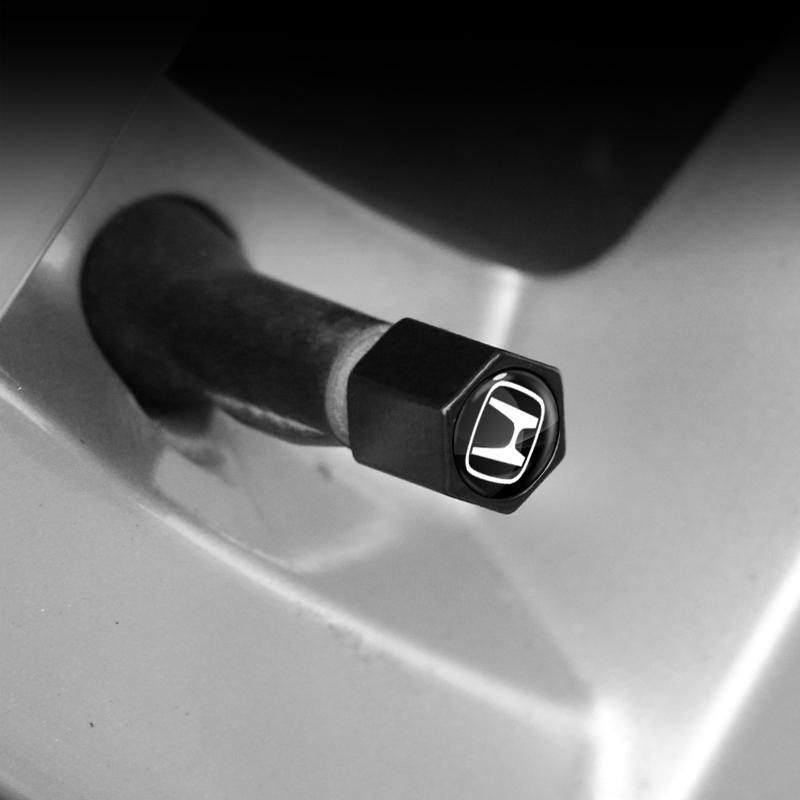 Fashion Car Tire Valve Caps with Car Badge Keyring Keychain Set For Honda Fit Mugen Insight Type S R VTEC Modulo Vezel RR SiPilot Fit XRV CRV HRV Dio