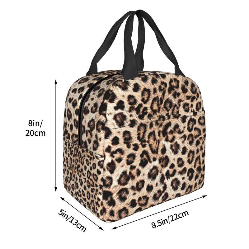 Borse Termiche Pranzo con Stampa Leopardo per Donne Pelle Animale Riutilizzabile Cooler Termico Cibo Pranzo Scatola Pranzo Lavoro Scuola Viaggio
