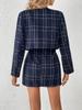 Pink Tweed Two Piece Set Long Sleeve Cropped Jacket High Waist Mini Skirt Gold Buttons