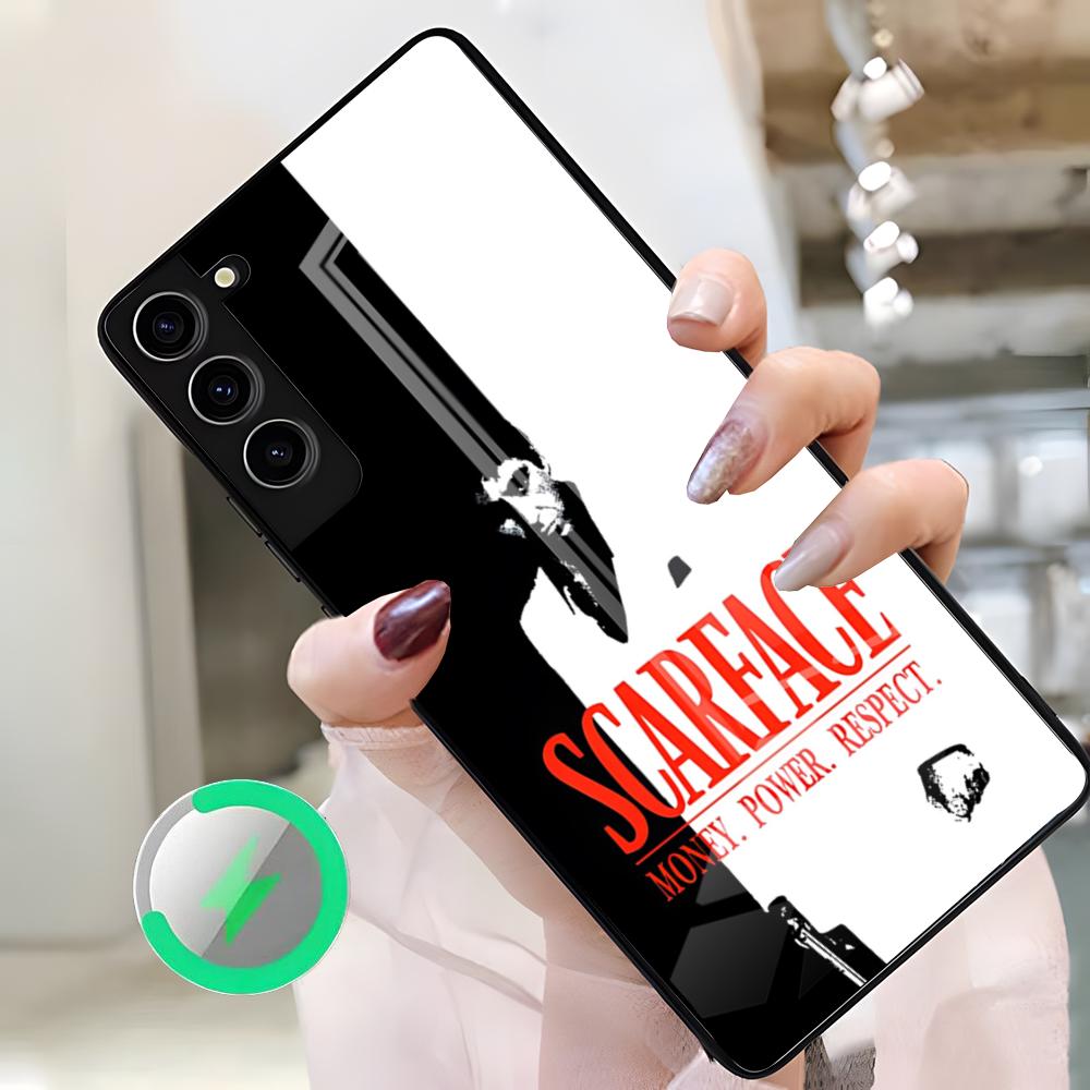 S-Scarfaces Tony M-Montana Phone Case For Samsung S26 Ultra S25 Edge S23 S22 S21 S20 Ultra Plus S24 Fe A25 Magnetic Glass Cover Samsung S24 Plus