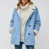 Women's Fashionable Coat Solid Color Long Sleeved Pocket Loose Button Plush Jacket