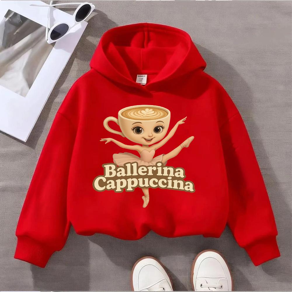 Cute Ballerina Cappuccina Printed Kids Sweatshirt for Girls Fashionable and Comfortable Children's Pullover Top