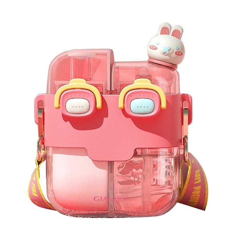 

Ecofriendly Drinking Bottle with Double Compartments Cute Cartoon Water Bottle Perfect Gift for Children and Adults 530ML червоний