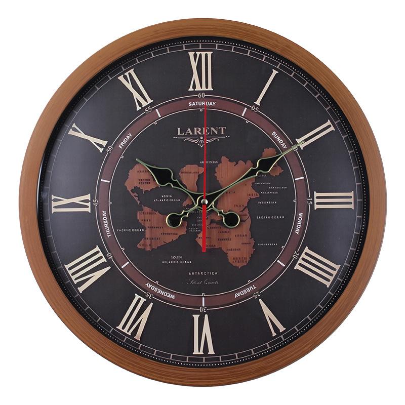 

Настенные часы с текстурой дерева, ретро-стиль, часы для гостиной, бесшумный механизм, большие часы, креативные настенные украшения, орнаменты 40CM [style] 2