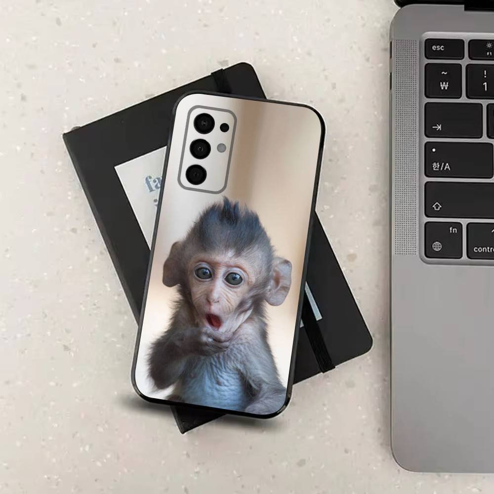 Cute Funny Monkey For Samsung Galaxy A73,31,71,53,32,72,Note,22,41,8,9,52,J7,Soft Black Silicone Cover Case
