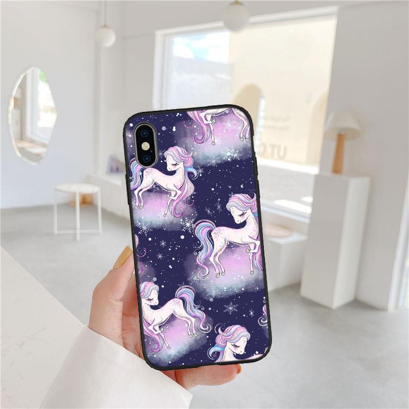 LO22 Cartoon Unicorn Soft Shell Phone Case for iPhone SE X XS XR 11 16E 17 Pro Max Air 8 7 6 6s Plus