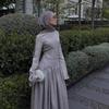 Middle East Arabian Women's Autumn New Temperament Slim and Skinny Long Sleeve Big Swing Dress Long Dress