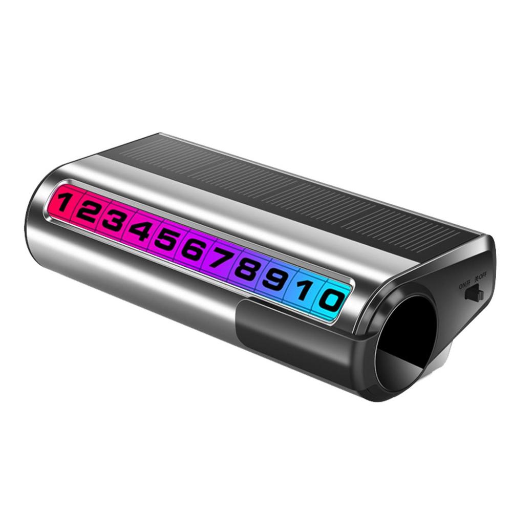 Temporary Parking Number Plate Solar Powered Automobile Temporary Parking Card Roller Adjustment Car Interior Glowing Telephone