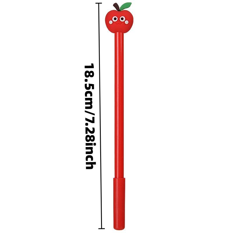 21Pcs Cute Apple Figure Topper Writing Pen, Back to School Season Student Stationery, Lovely Fruit themed Decorative Pen, Novelty Desktop Accessory fo