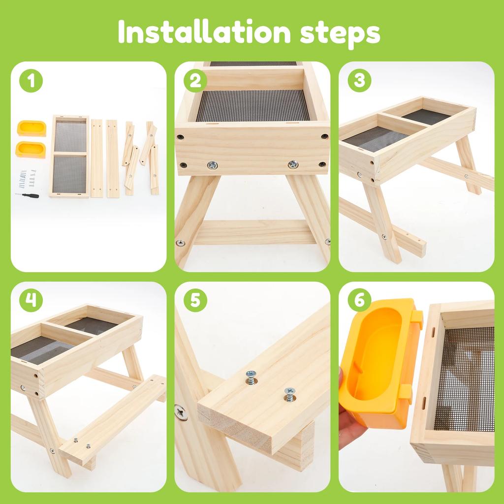 Chicken Picnic Table Feeder Wooden Poultry Feeder Table Decoration Coops Feeder Accessories for Chicken Wildbird Duck Squirrel