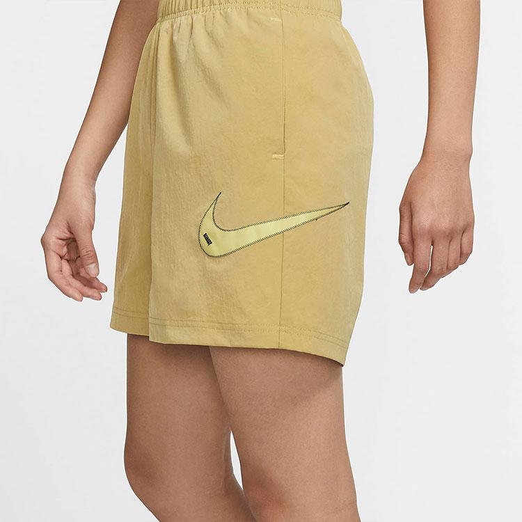 Nike Sportswear Swoosh Woven Logo High-Waisted Breathable Shorts Women shorts Barley-Yellow DM6753-769