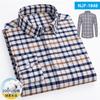 New Pure Cotton Business Men Oxford Shirt Long Sleeve Casual Plaid Striped with Chest Pocket Non-iron Autumn Spring