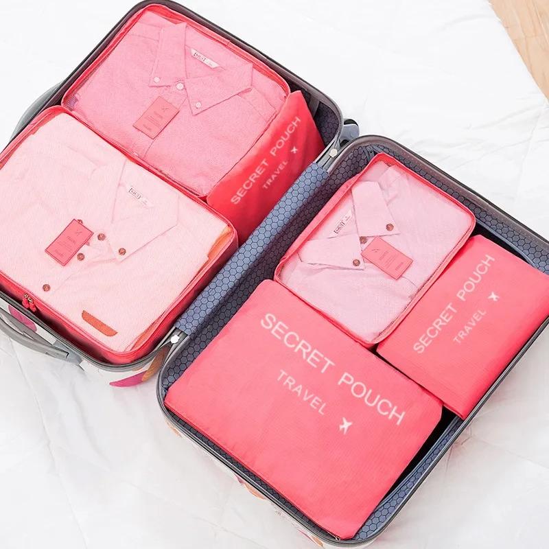6 Pcs/Set Travel Storage Bags Suitcase Packing Set Storage Cases Portable Luggage Organizer Clothes Shoe Foldable Organizer