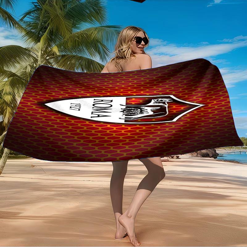 Roma Football Club Emblem Beach Towel Microfiber Beach Towel, Lightweight and Quick-Dry, for Summer Travel, Swimming Pool Fan Birthday Gift