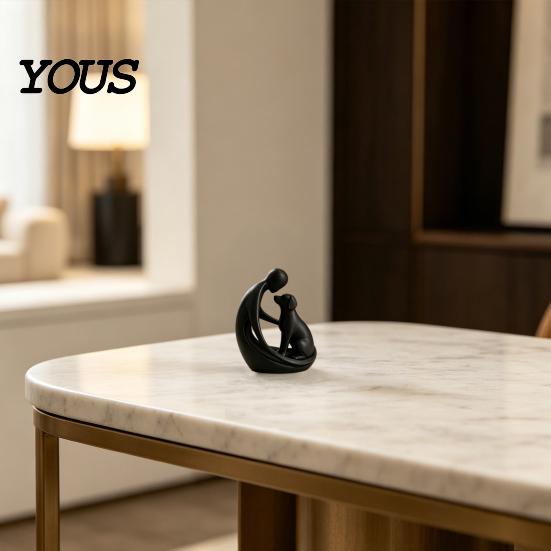 Compact Pet Decoration Dog And Owner Statue Ornament, 3D Printed Sculpture, Nordic Minimalist Decor Desktop for Lover Home Crafts Modern