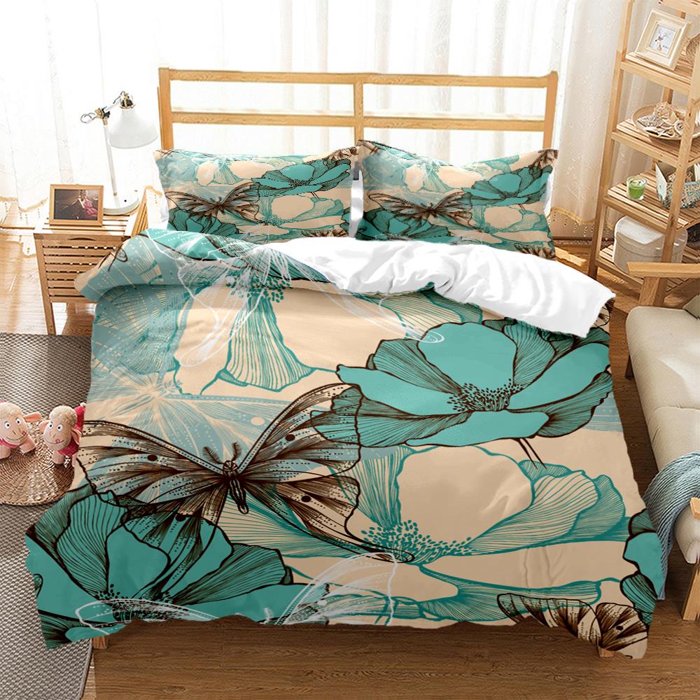 Cartoon Butterfly Hd Print Polyester Bedding SetsKids Or Adults For Beds Quilt Cover Pillowcase King Size Bedding Set