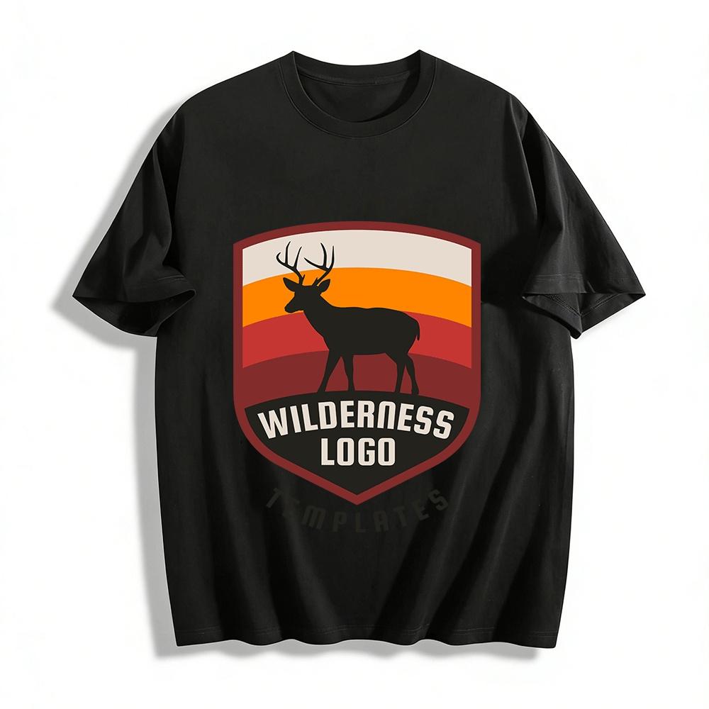Vintage Wilderness Deer Print Tee Sunset Outdoor Casual Top Pure cotton T-shirt XXS