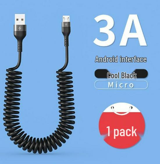 120W Dual Type-C Spring Retractable Data Cable for Fast Charging, Compatible with Apple, Huawei, and Honor