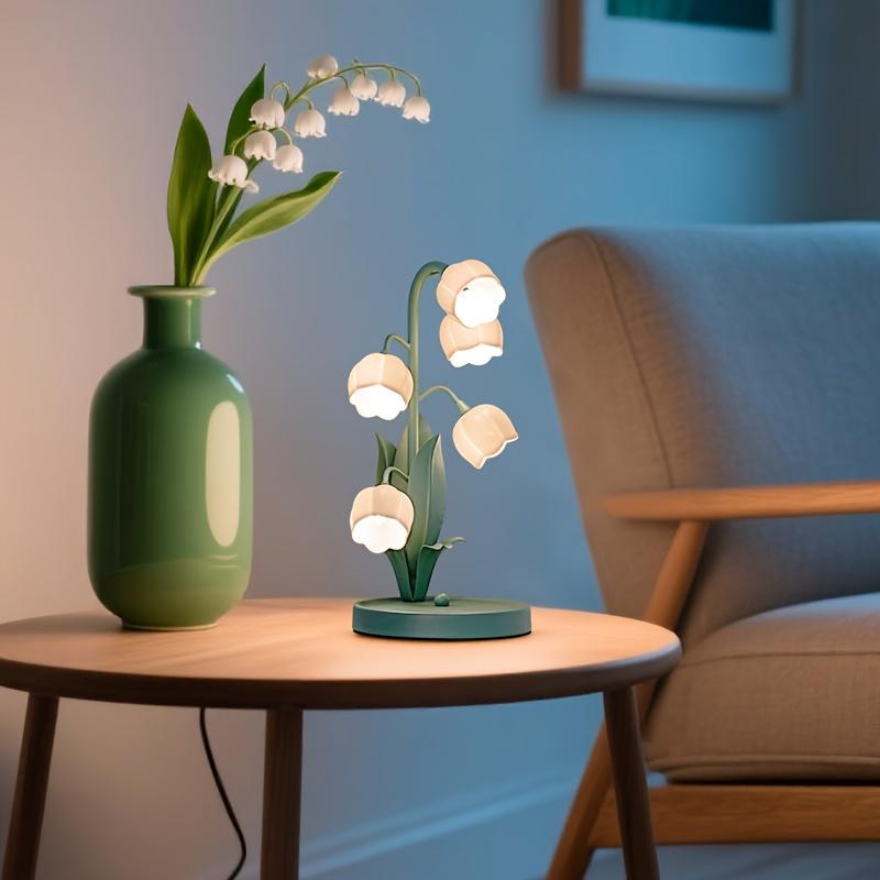 1PC Lily of The Valley Desk Lamp USB Powered, Simulated Plastic Flower Lampshade, Branch Flower Shape