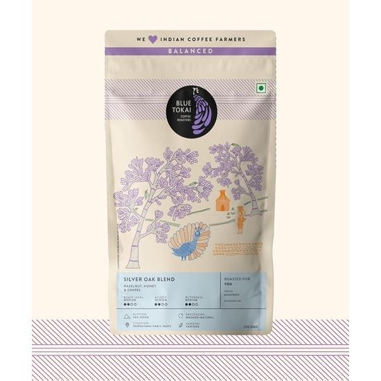 

Blue Tokai Coffee Roasters Silver Oak Cafe Blend - Medium Roast | Aeropress Grind 250g | Rich & Smooth Coffee Blend | 100% Arabica Beans 250GM