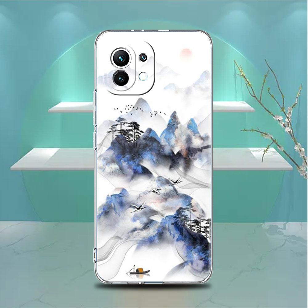Clear Case For Xiaomi Mi Poco X3 NFC M3 Pro F3 F1 11 Lite 12 Note 10 11T 9T Transparent Phone Cover Mountain Painting