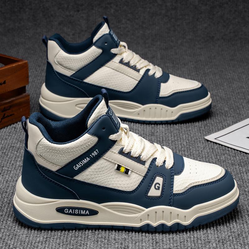 

Новые мужские классические модные высокие кеды для скейтбординга, удобные кроссовки на мягкой подошве 45 бежевый/синий