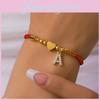 Summer Alphabet Bracelet With Heartshaped Letters Adjustable Stainless Steel Unisex