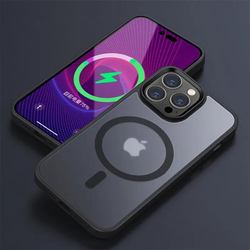 Matte Translucent Frosted Case For IPhone 17 16 15 14 13 11 12 11 Pro Max Plus Magnetic Case For Magsafe Wireless Charging Cover