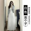 Purple half-length long dress women's spring new high-waisted fairy cake skirt small a-character chiffon big swing skirt