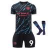 Set Maglia da Calcio Nera Man City Haaland N.9 per Bambini, Maglia Sportiva Traspirante ad Asciugatura Rapida, Abbigliamento da Allenamento Calcio per Giovani