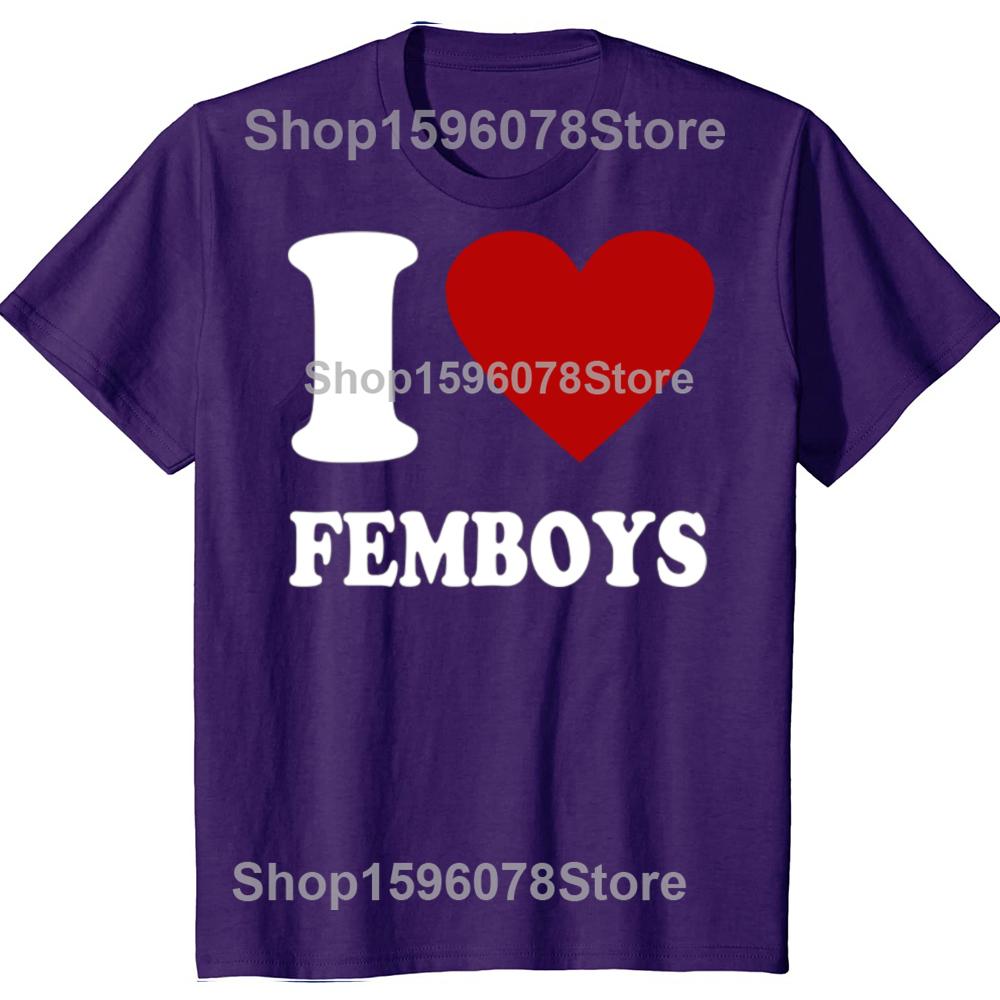 Vtipná červená srdce Miluji femboye Grafická trička Pánská Dámská Bavlna Humor Streetwear Tričko Krátký rukáv Unisex Volné oblečení