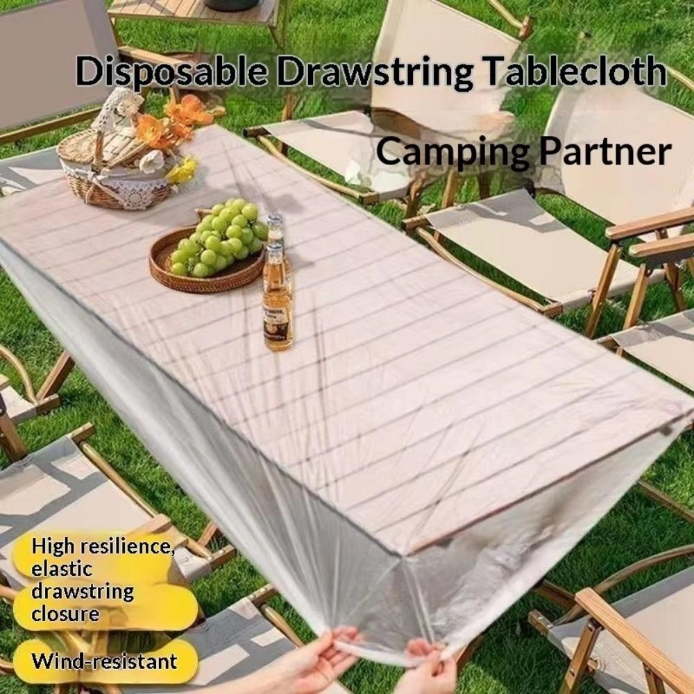 10Pcs Elastic Bound Disposable Table Cover Oil-Proof Table Protector Picnic Mat  Outdoor