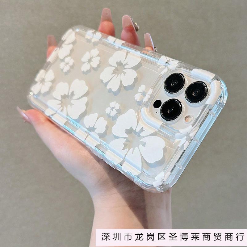 Retro Big Flower iPhone15promax Phone Case Apple 14 Transparent 13/12 Airbag Anti-drop 11 Soft Xsm