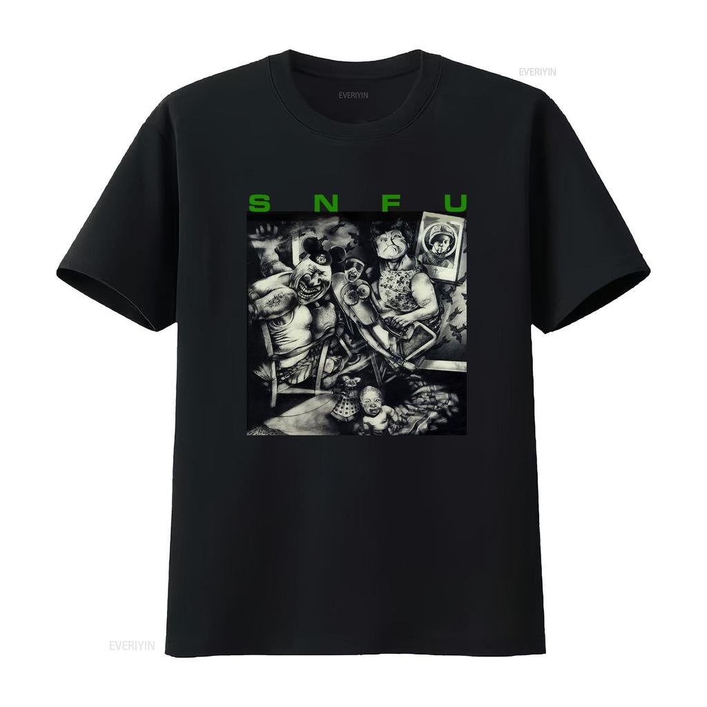Snfu Better Than A Stick In The Eye Album Cover Print Black T Shirt vintage Washed Top For Everyday Wear Stylish graphic