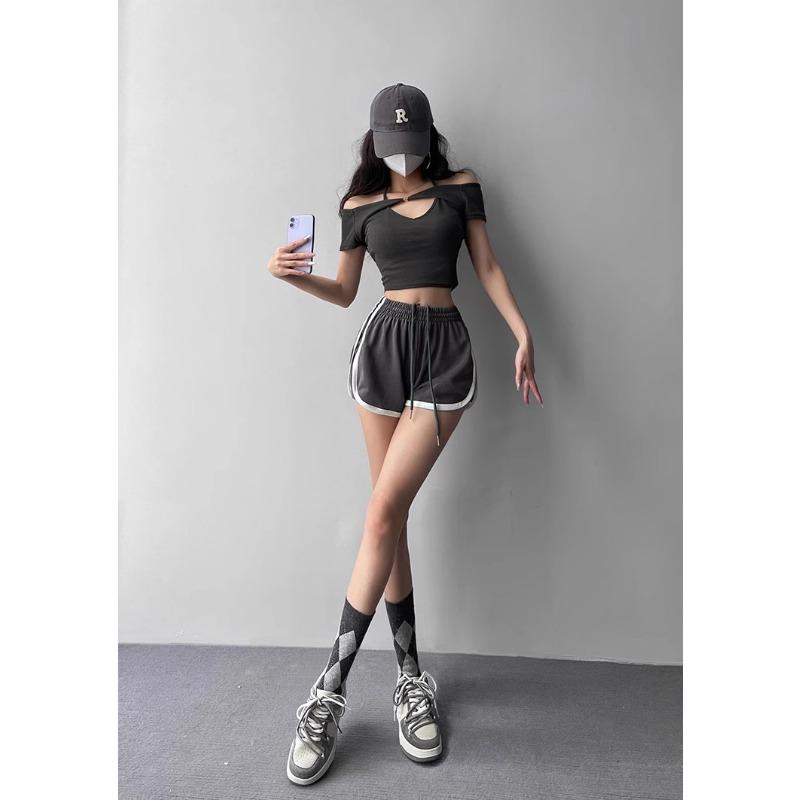 Fat Mm Sport Shorts Weibliche Sommer Tragen 2024 Neue Hohe Taille Lose Große Größe Freizeit Hause Breite Bein Hot Pants Tide