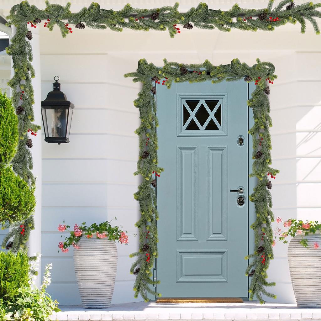 1.8-meter Christmas Vine Simulation Green Plants Red Fruit Vine Wall Hanging Home Decoration