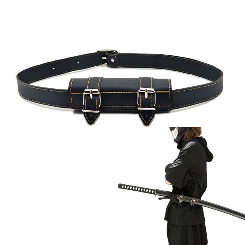 Men'S Sword Belt Party Cosplay Evil Sword Belt, Pu Leather Knife Stand Shoulder Strap Accessories