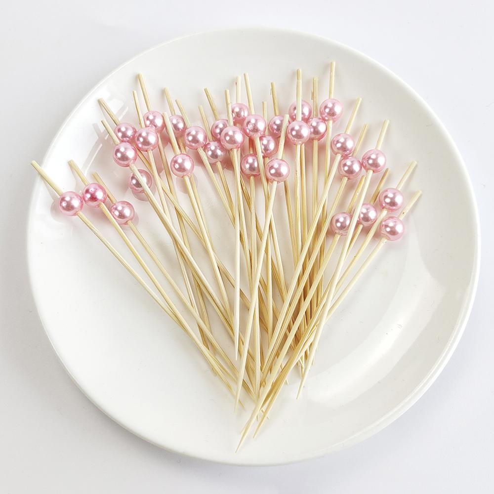 100/50 Pezzi Spiedini Usa e Getta in Bambù Bianco Perla per Matrimonio, Stuzzicadenti in Legno per Cocktail, Spiedini Forchetta per Frutta e Snack, Stoviglie per Feste di Matrimonio