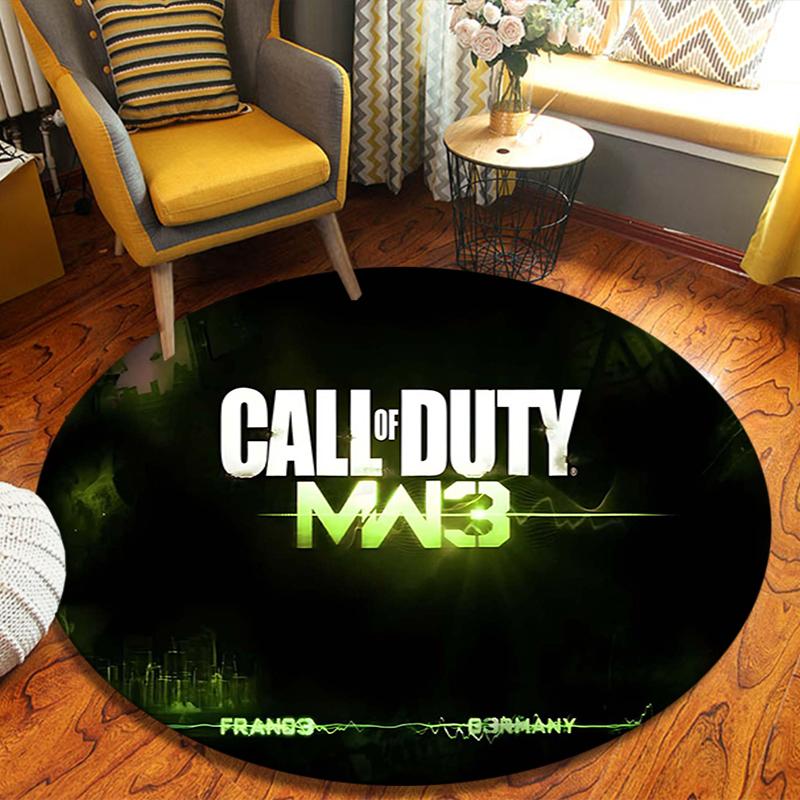 1Pc Call Duty Mw3 Flannel Round Rug Soft Non Slip Circular Office Carpet Floor Mat Bedroom Living Room Xmas Gift Q1315