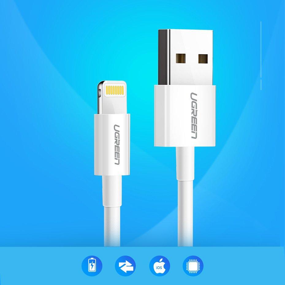 Ugreen MFi Certified Lightning To USB-A Charging Cable, 1m, 2.4A, White