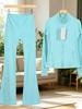 Women's Slim Fit Color Flare Hooded Activewear Set: Long Sleeve Jacket & Pants for Running and Yoga