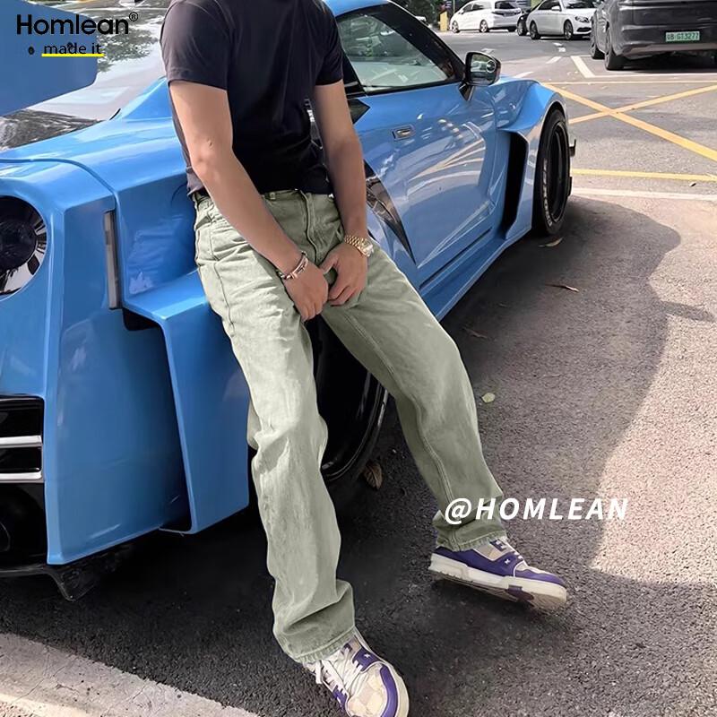 Homlean Amerikanische Retro Loose Fit Schlagjeans ZW697