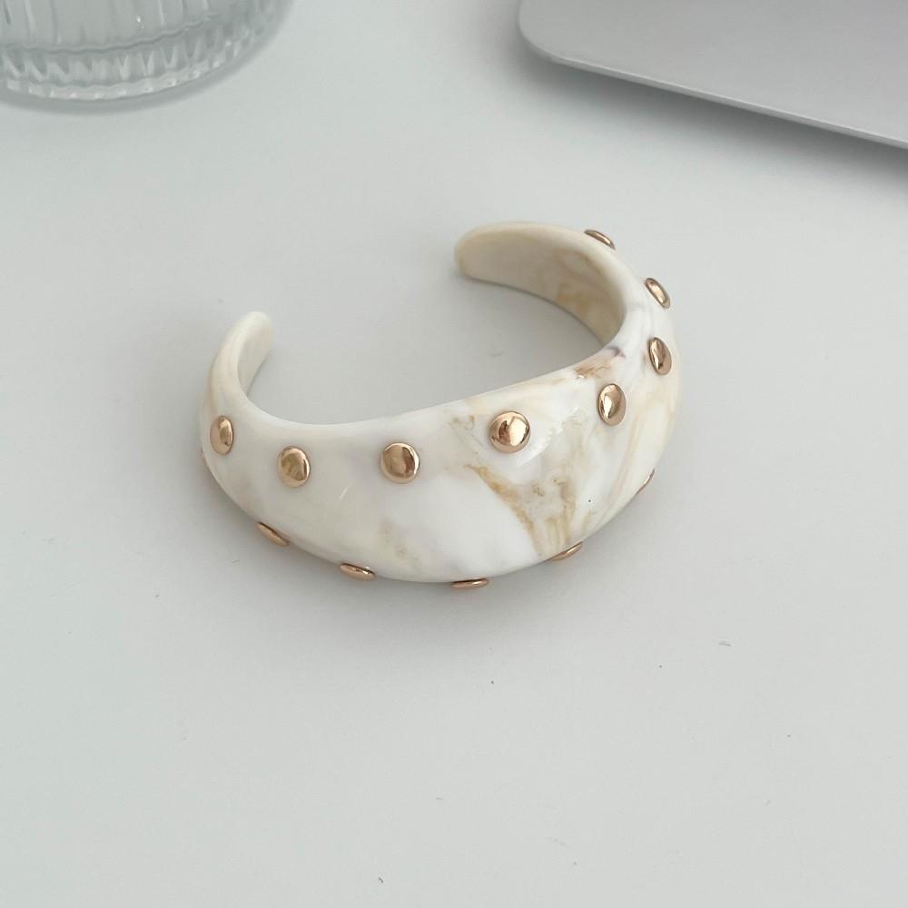 Marbling Resin Cuff Bracelet Rivet Chunky Bangle Vintage Wide Cuff Bracelet Gifts