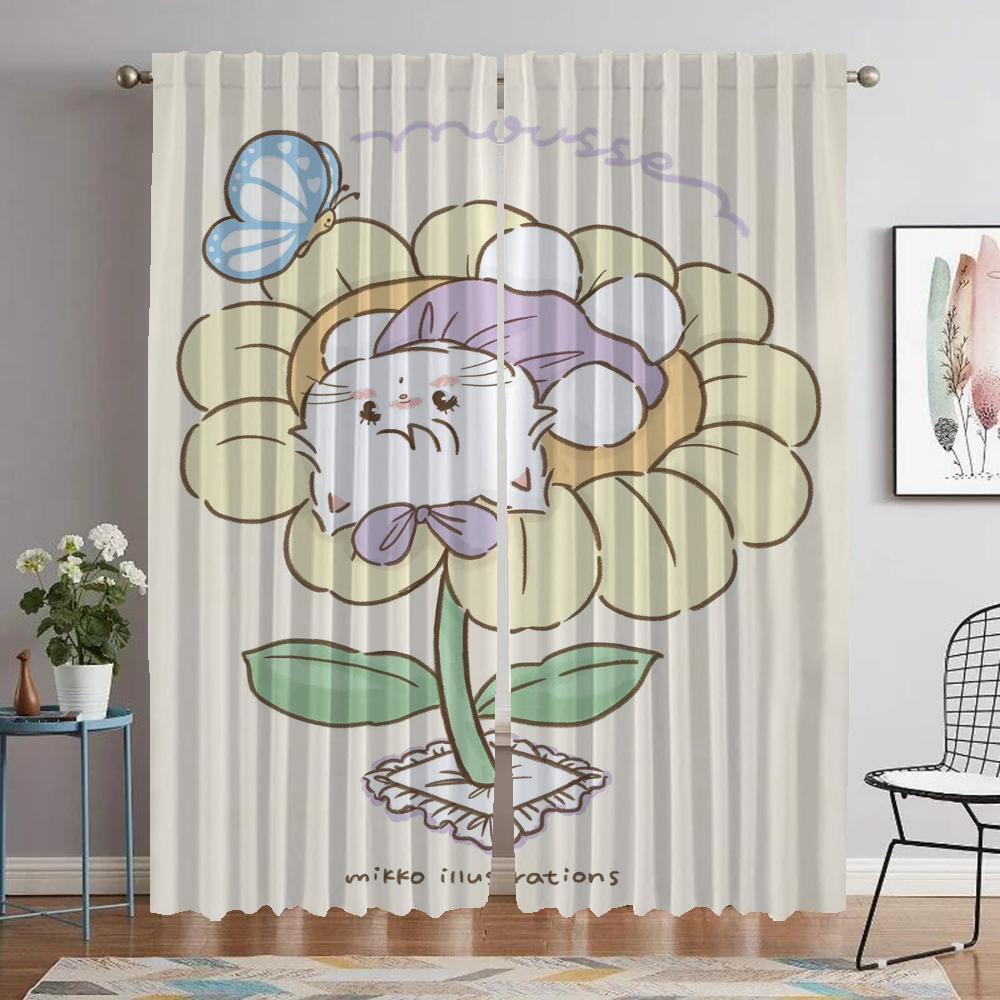 Curtains for Living Room Curtain Mikko Home Interior Curtains 2 Pieces Partition Halloween Decoration Shades Tulle for Bedroom